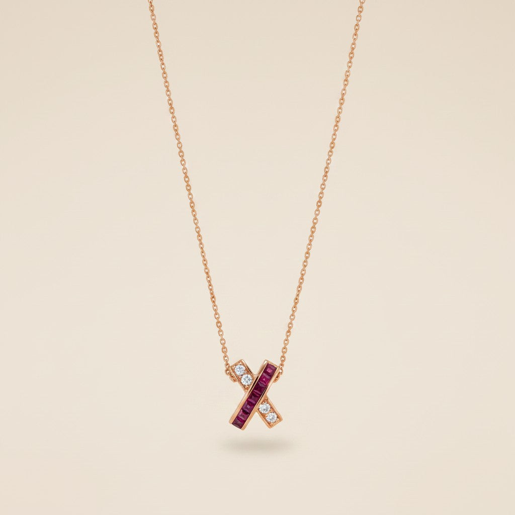 Ruby Crossed Elegance Necklace