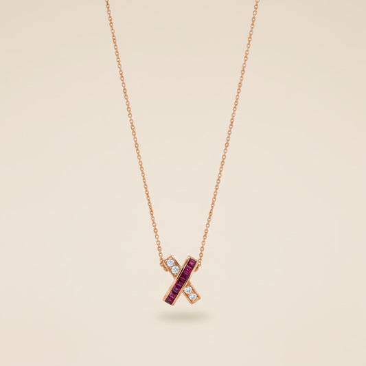 Ruby Crossed Elegance Necklace