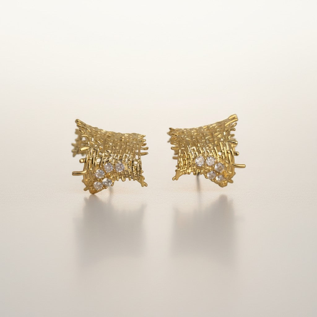 Golden Wave Mesh Earrings