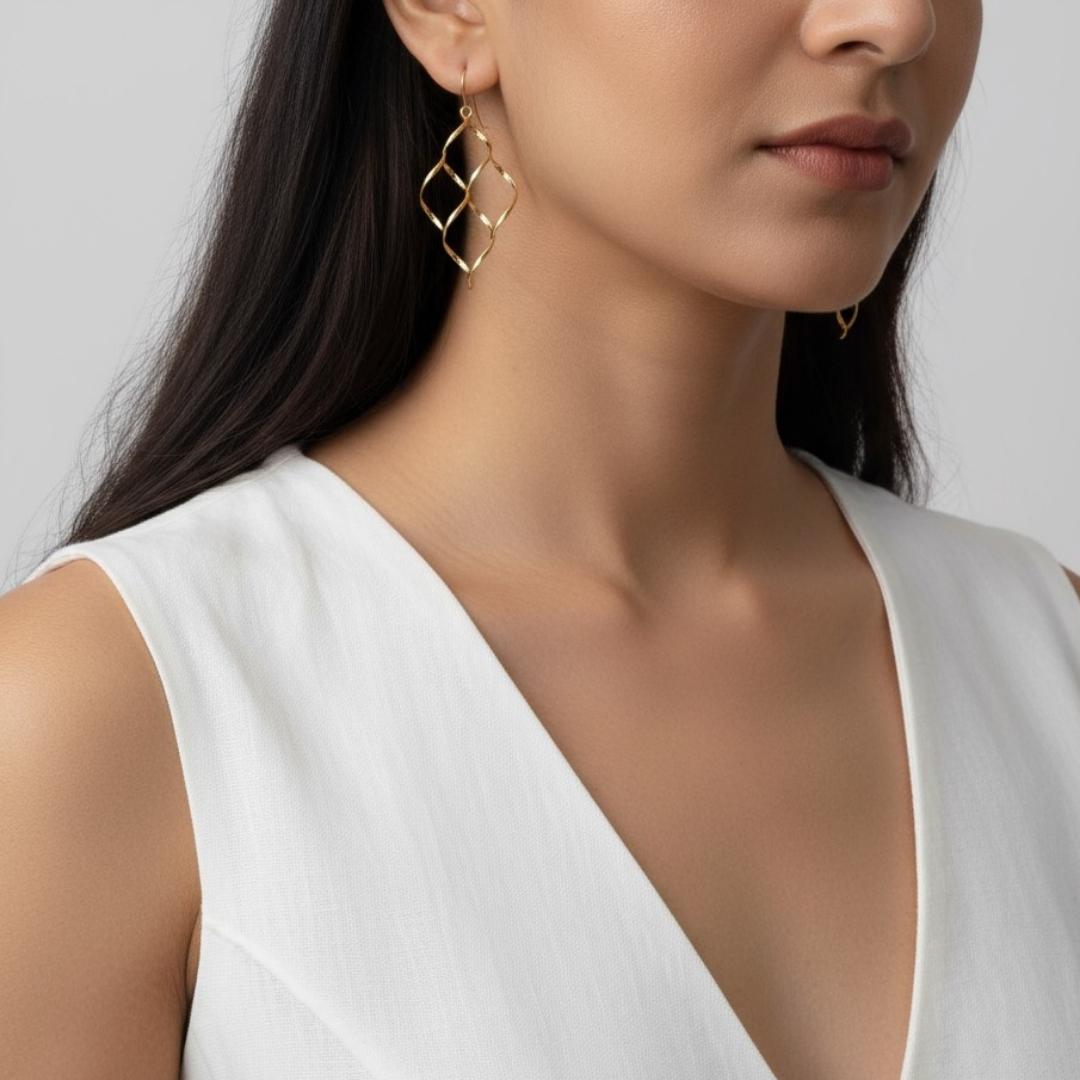 twisted diamond-shaped earring