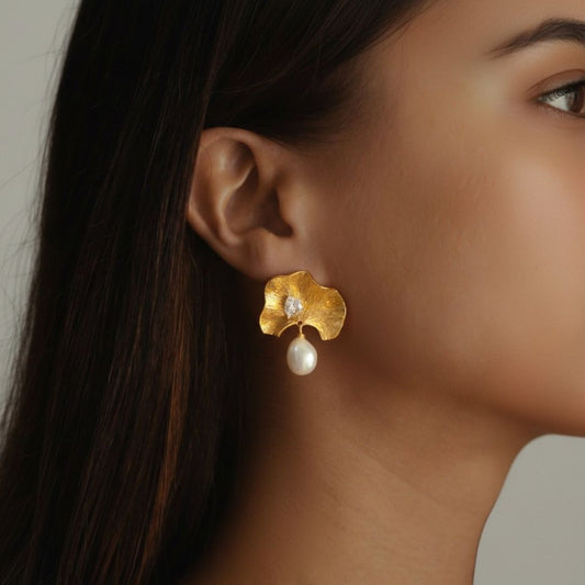 Petal Pearl Drop Earrings