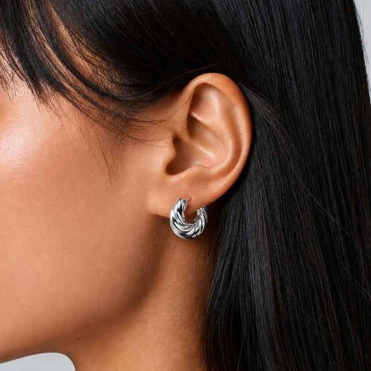 Silver Petal Cascade Earrings