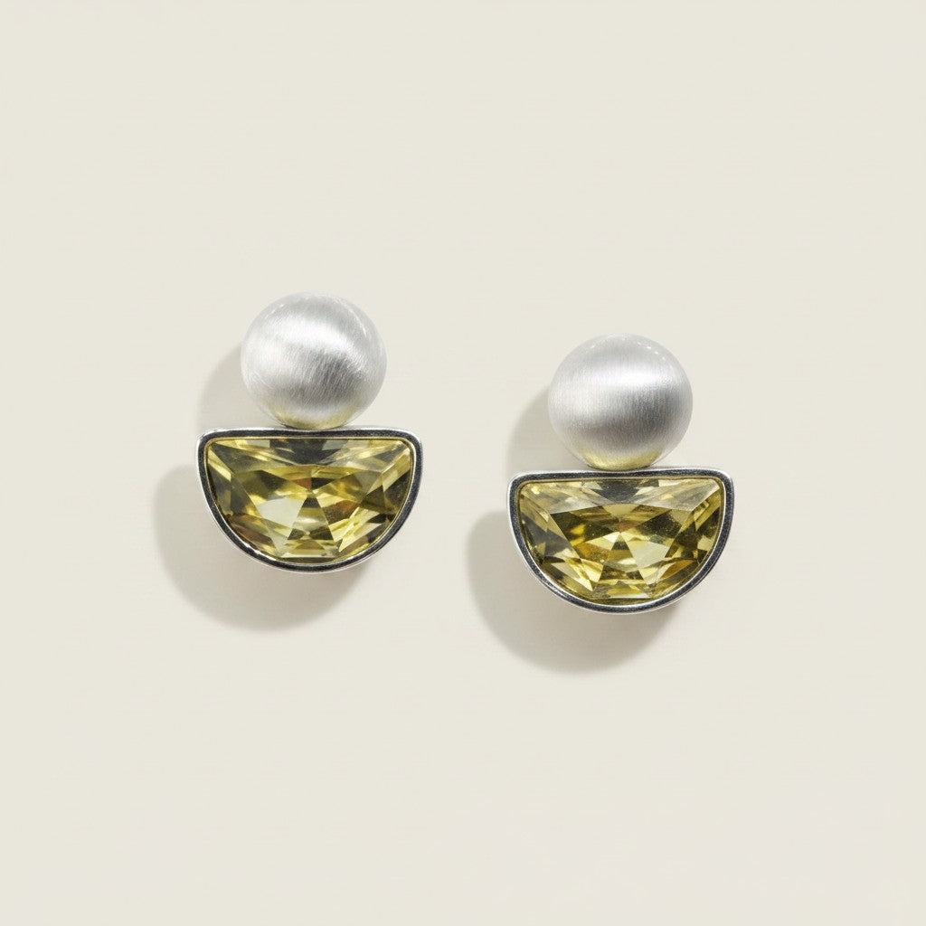 Yellow Crystal Drop Earrings