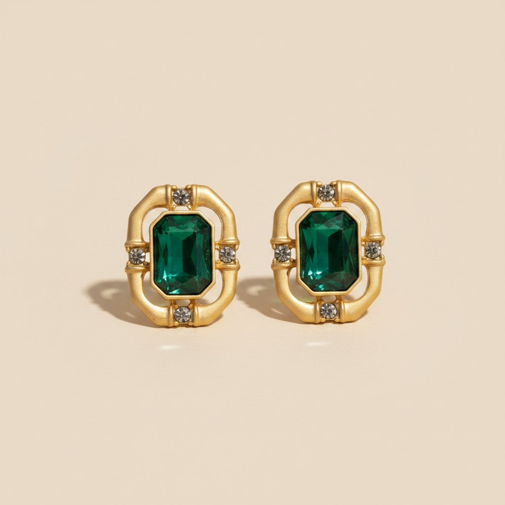 Majestic Green Gem Studs