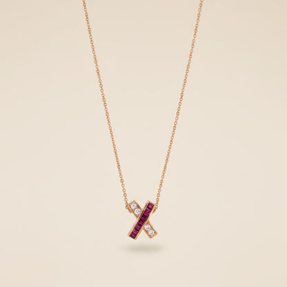 Ruby Crossed Elegance Necklace
