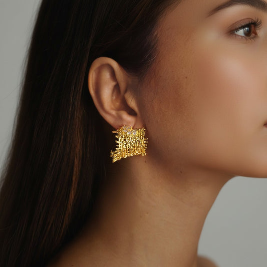 Golden Wave Mesh Earrings