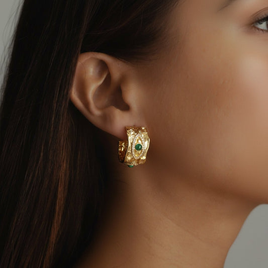 Green Evil Eye Statement Hoops