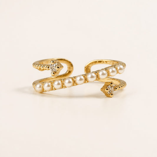 Crossed Pearl Ring