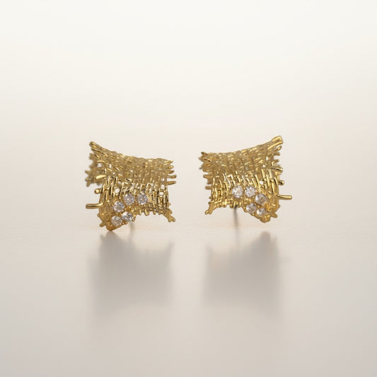 Golden Wave Mesh Earrings