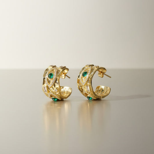 Green Evil Eye Statement Hoops