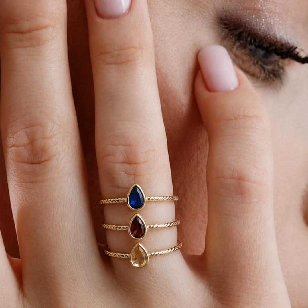 Dainty Drop Ring Stack