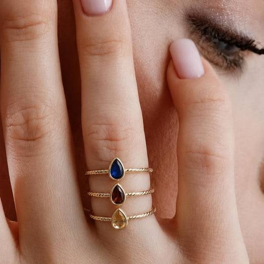 Dainty Drop Ring Stack