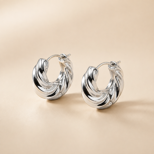 Silver Petal Cascade Earrings