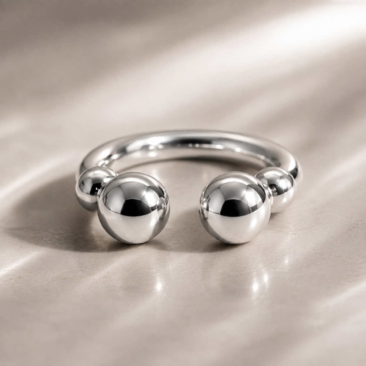 Silver Orbit Bead Ring