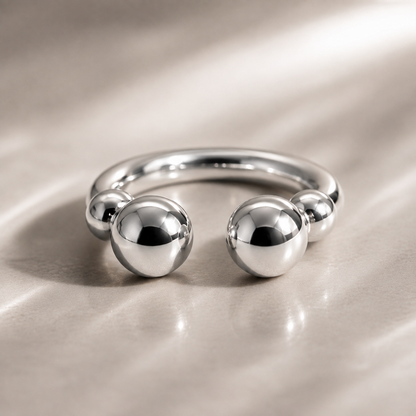 Silver Orbit Bead Ring