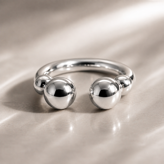 Silver Orbit Bead Ring