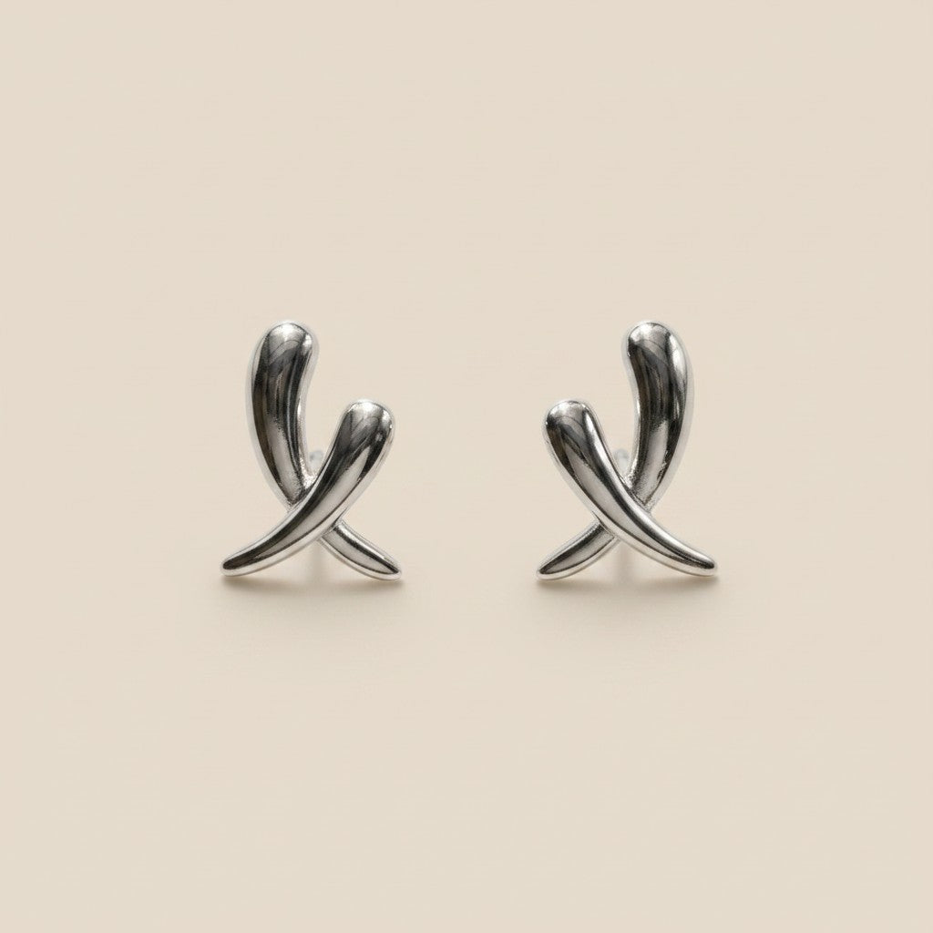 Silver Leaf Embrace Studs