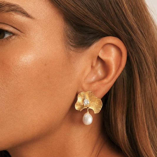 Petal Pearl Drop Earrings