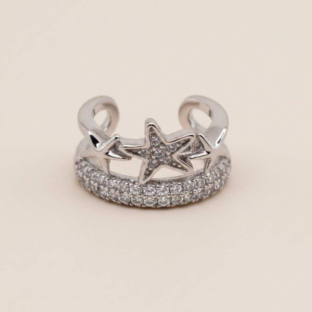 Star Charm Silver Ear Cuff