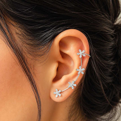 Silver Bloom Ear Cuff