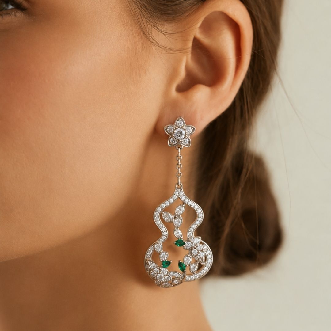 Crystal Bloom Filigree Dangles
