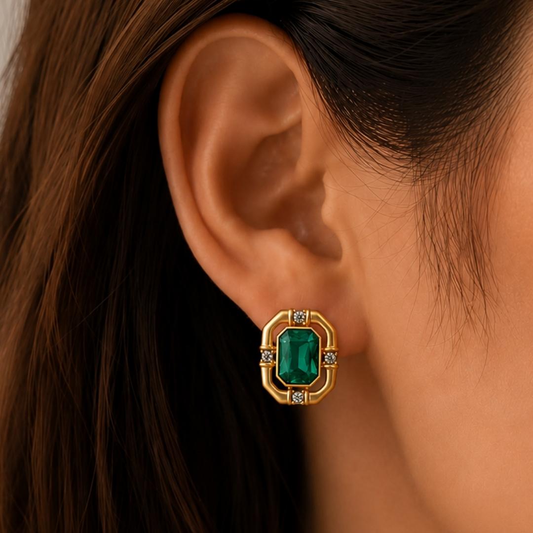 Majestic Green Gem Studs