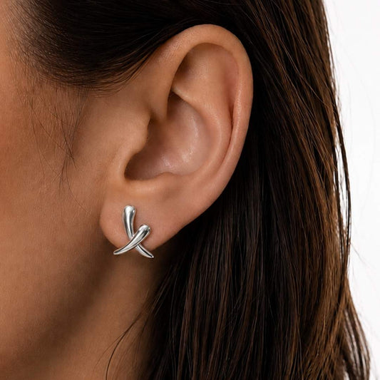 Silver Leaf Embrace Studs
