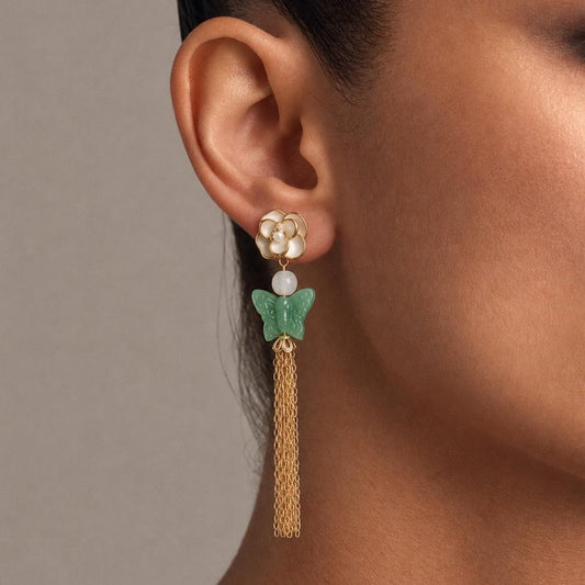 Butterfly Blossom Tassel Earrings