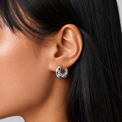 Silver Petal Cascade Earrings