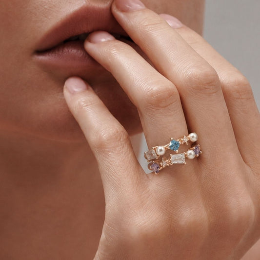 Pastel Petal Crown Ring