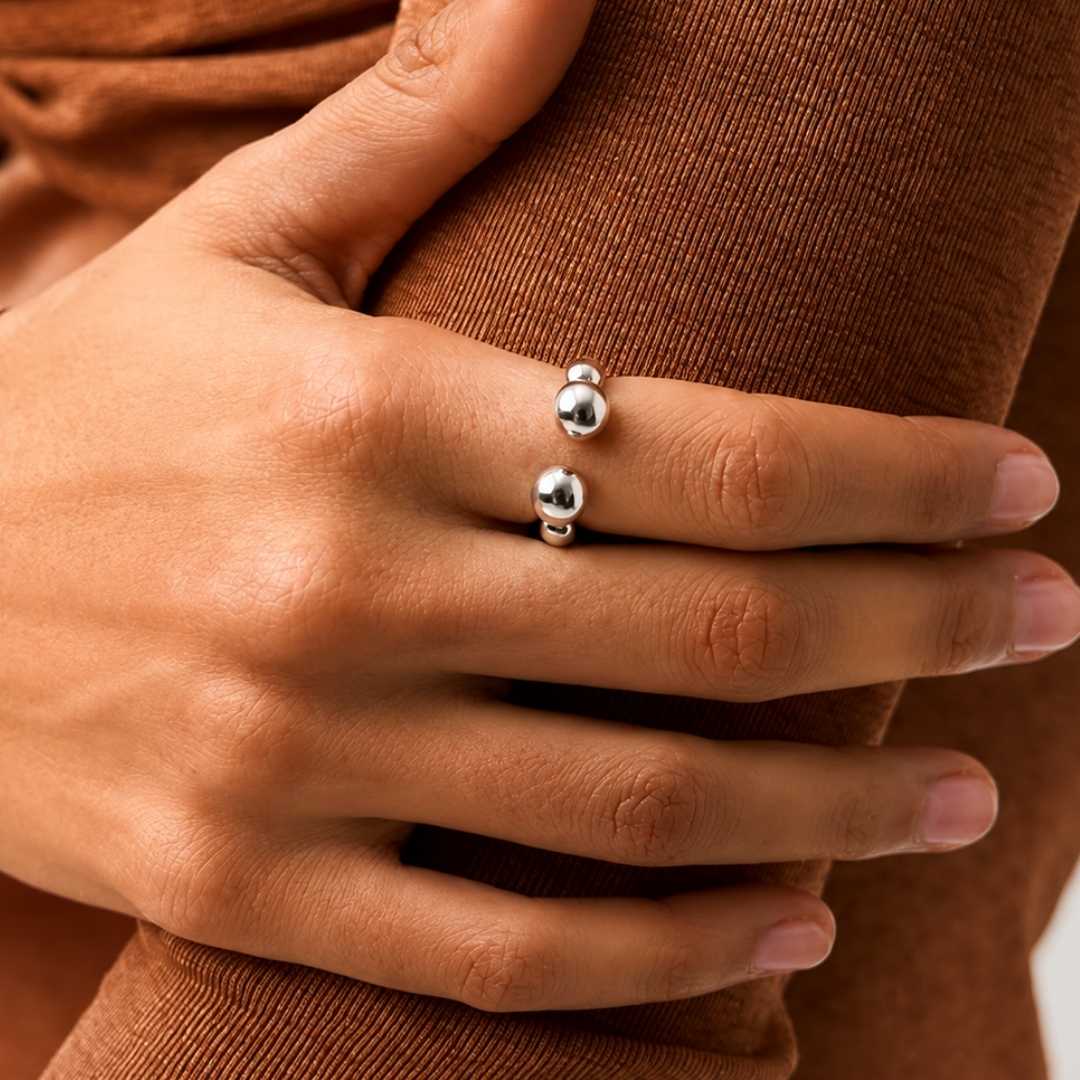 Silver Orbit Bead Ring