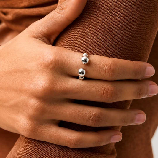 Silver Orbit Bead Ring