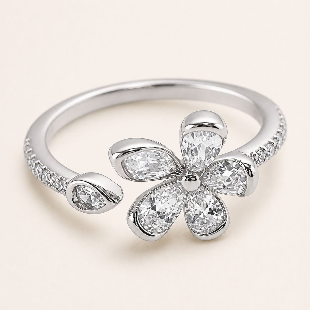 Gold Crystal Flower Ring