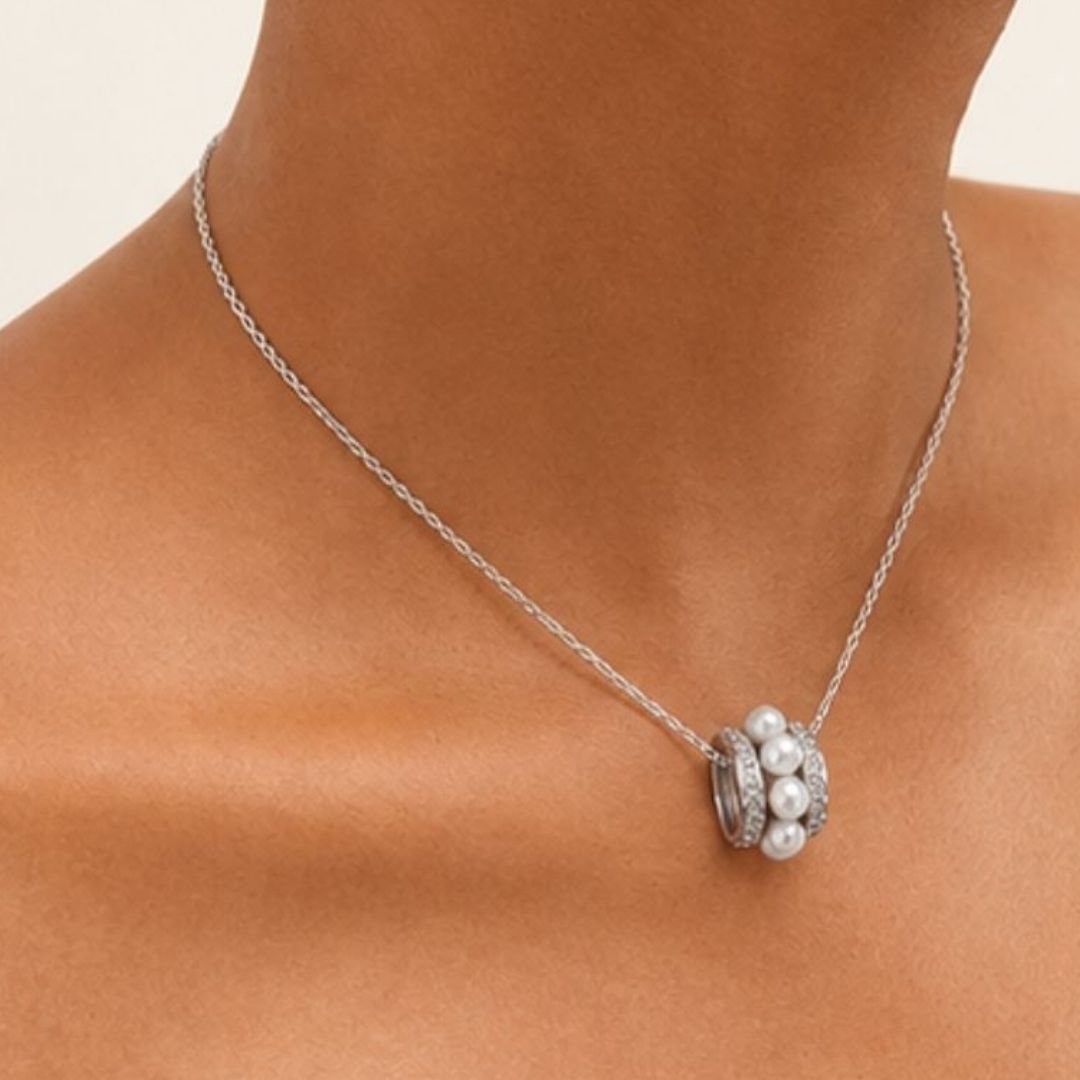 Moonlit Pearl Orbit Necklace