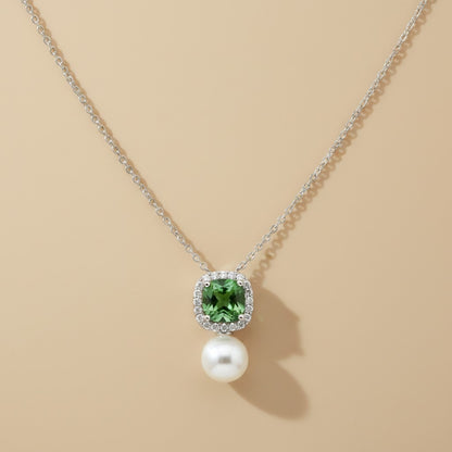 Pearl & Emerald Charm Necklace
