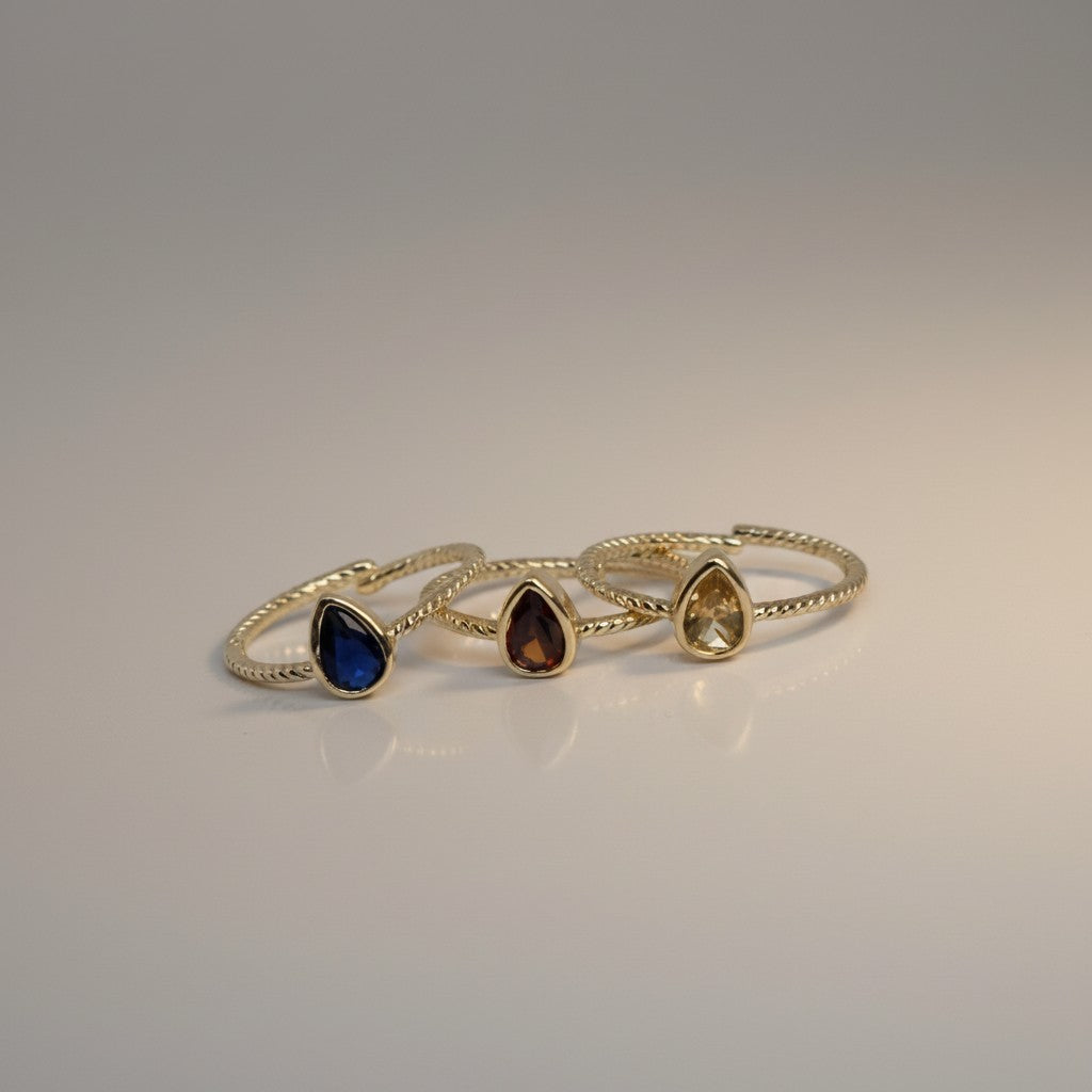 Dainty Drop Ring Stack