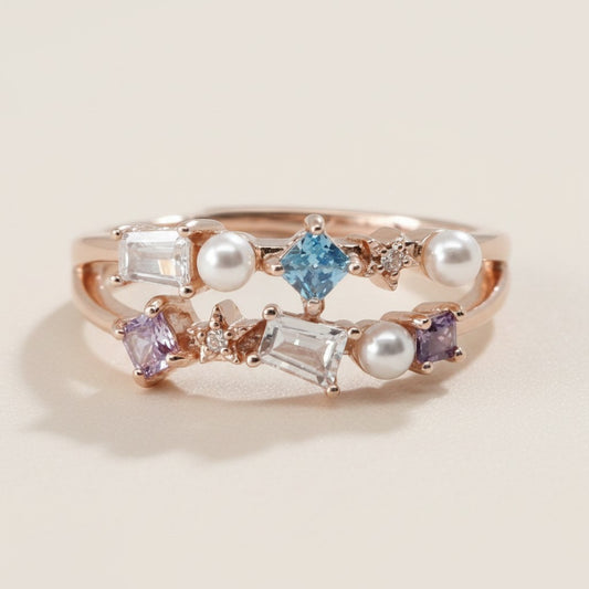 Pastel Petal Crown Ring