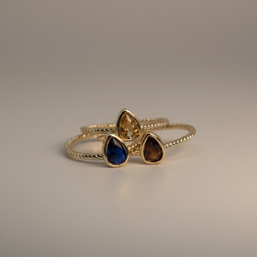 Dainty Drop Ring Stack