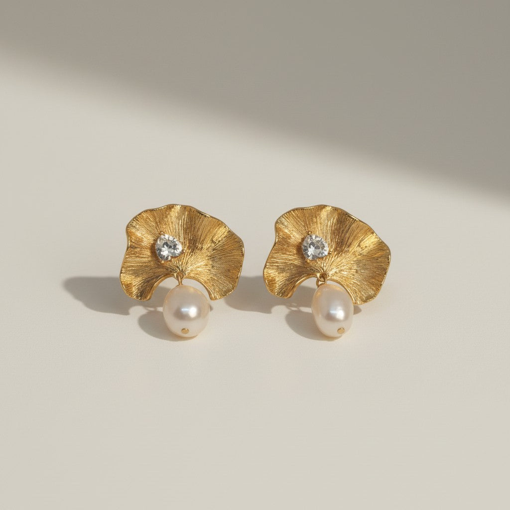 Petal Pearl Drop Earrings